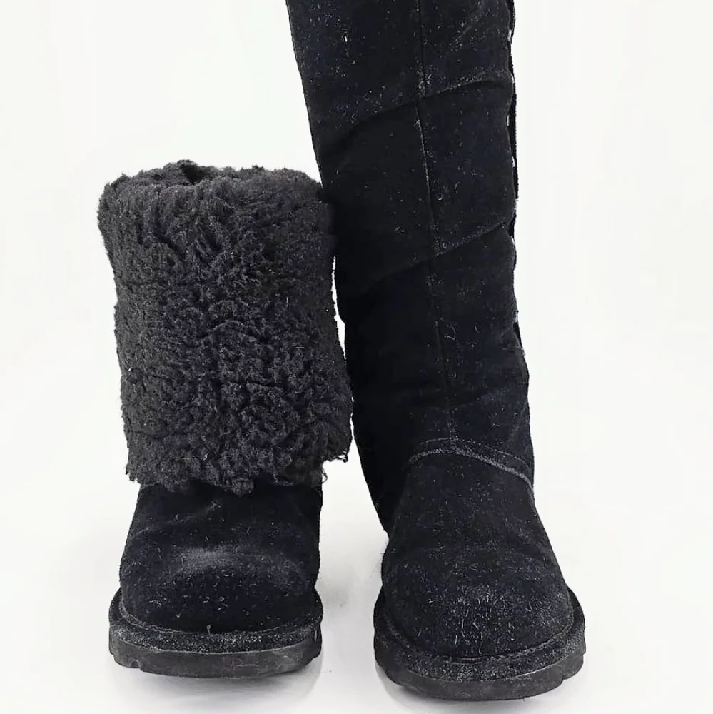 Black Suede Bearpaw Tall Boots - Picture 3 of 6